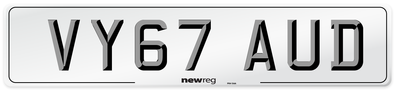 VY67 AUD Number Plate from New Reg
